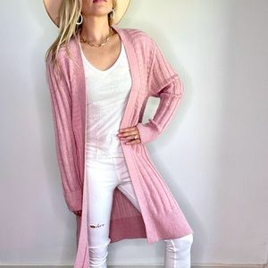 Loobies Story Pink Alpaca Blend Duster Cardigan L